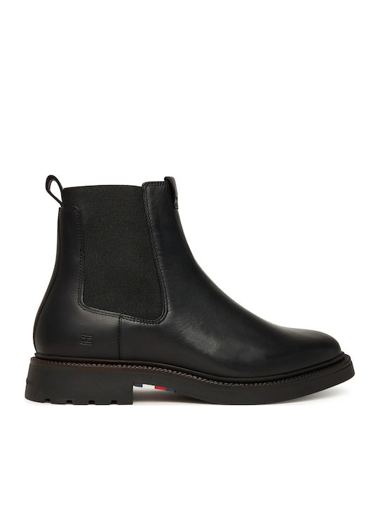 Tommy Hilfiger Leather Black Chelsea Boots