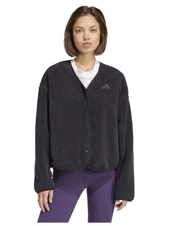 3-stripes Women's Knitted Cardigan with Buttons Black