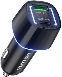 Vention Φορτιστής Αυτοκινήτου με Θύρες 1xUSB-A 1xType-C Vention Φορτιστής Αυτοκινήτου με Θύρες 1xUSB-A 1xType-C