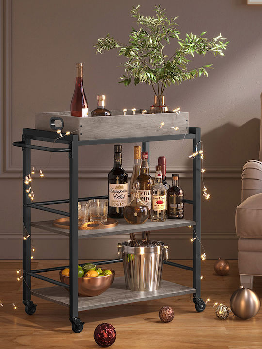 Vasagle Wooden Kitchen Trolley 3 Tiers Gray 65x40x86cm