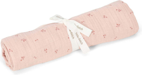 Little Dutch Pure Muslin Swaddle Wrap Pink 120x120cm.