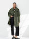 Wolle Damen Green Mantel Oversized mit Knöpfen