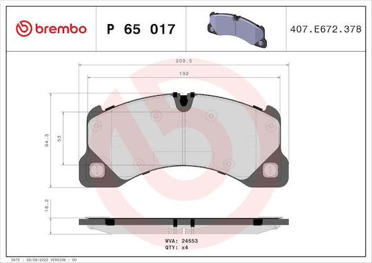 Brembo Комплект Спирачни Накладки Дискова Спирачка P 65 017