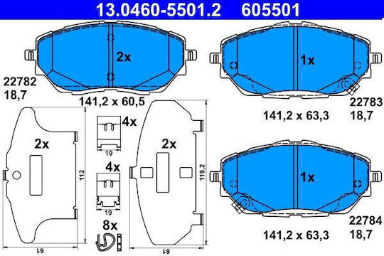 Ate Brake Pad Set Disc Brake 13.0460-5501.2