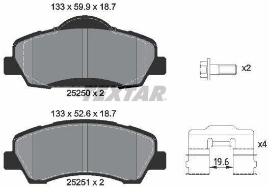 Textar 2525001 Bremsbelag Set Scheibenbremse