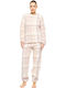 Pink Label Χειμερινό Γυναικείο Σετ Πιτζάμας Fleece Εκρού