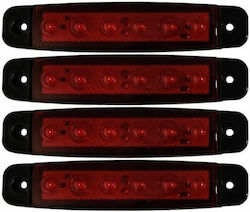 Φώτα Όγκου Φορτηγού 6led 12-24v 4τμχ Σετ Βιδών Jn-2853-91 Κόκκινο
