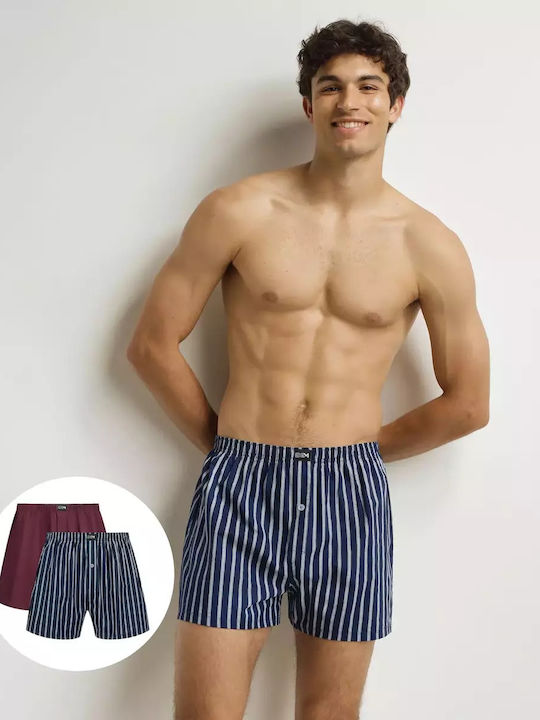 Slipuri pentru bărbați Blue-burgundy 2Pachet