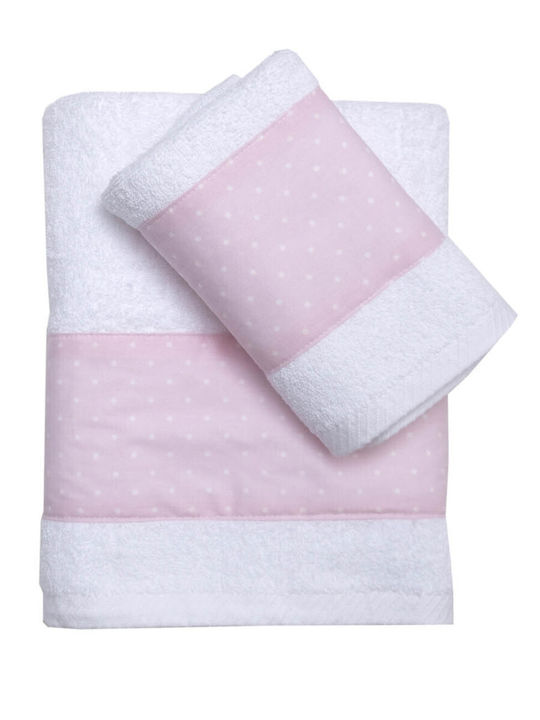 Viopros Set Babyhandtücher 2 Stück Robin Rosa Gewicht 480gr/m²