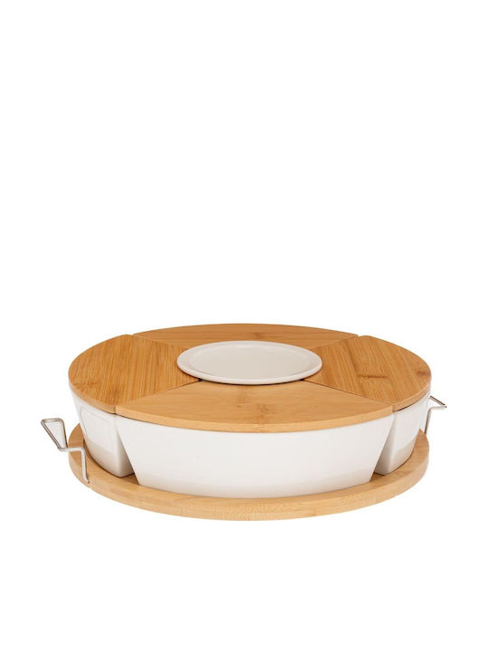 Iliadis Ceramic Dessert Divided Serving Tray White Ø32cmxY10cm 7x28.5x10cm
