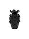 Black Ceramic Vase Embossed Flowers 16x26cm