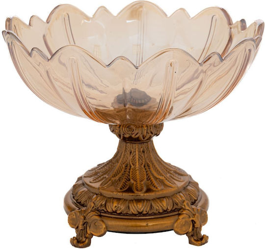 Iliadis Glass Decorative Platter Brown 20x20x15cm
