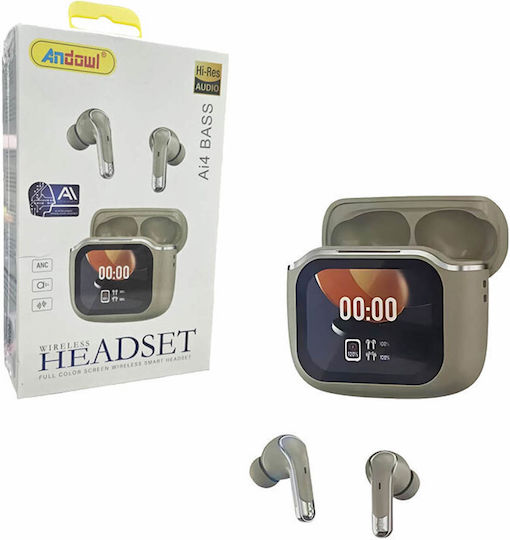 Andowl Ai4 Bass In-ear Bluetooth Handsfree Ακουστικά με Θήκη Φόρτισης Μπεζ