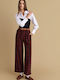 Women's Fabric Trousers Checked Red