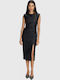 Midi Evening Leather Black Dress