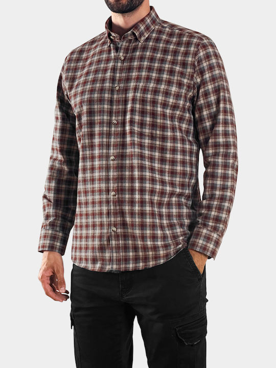 Polsino Shirts Langärmlig Baumwolle Hemd Burgundy