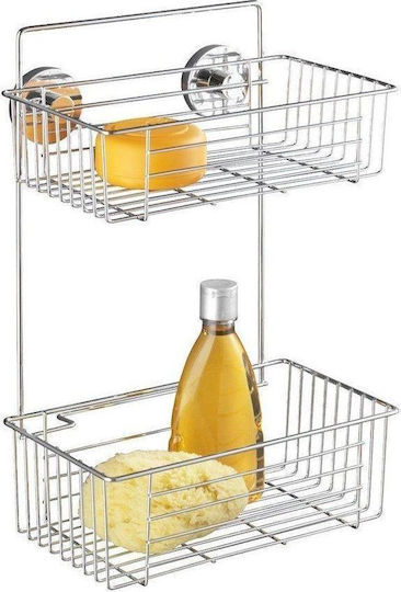 Wenko Wall Mounted Bathroom Shelf Metallic 38x17x26cm Silver