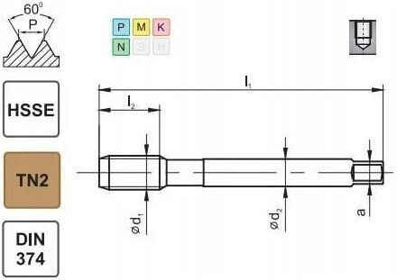 Fanar Thread Cutting Bit M 8x1 Din-374c R40 6h Hsse Tin 800x