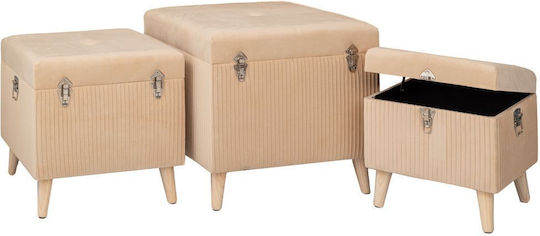 Iliadis Set Decorative Trunks Wooden 3 Pieces 60x60x56cm Beige