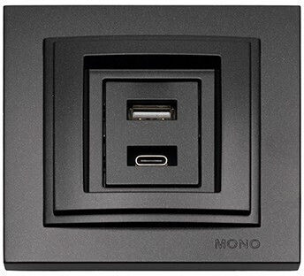 Eurolamp Χωνευτή Πρίζα με 2 Θύρες USB Μαύρη