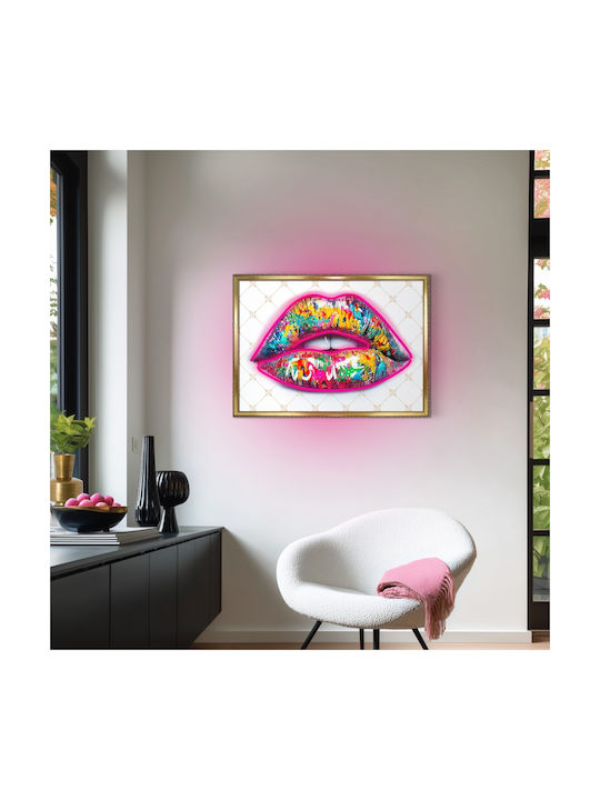 Painting "Neon Lips" Neon Led Lighting 70x50 Cm