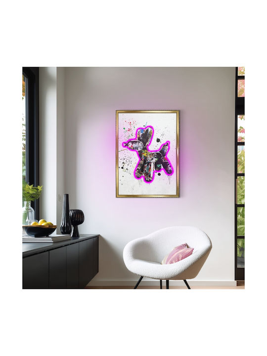 Πίνακας "street-art Dog Graffiti" Neon Led Φωτισμό 50x70 Εκ