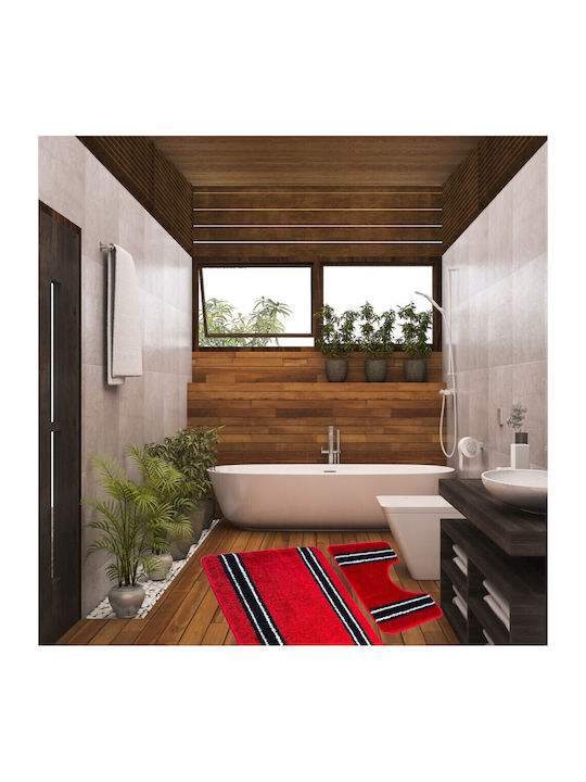 Kotonia Home Antiderapant Set Covorașe de Baie Roșu 50x80buc 2buc