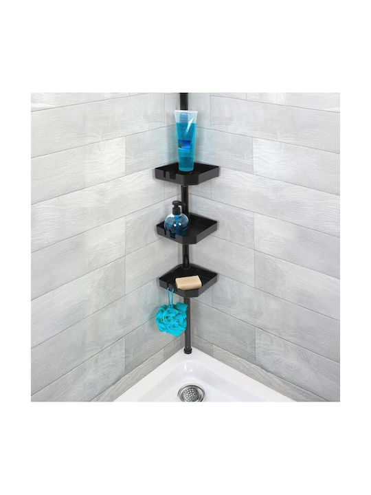 Corner Wall Mounted Bathroom Shelf Metallic Black