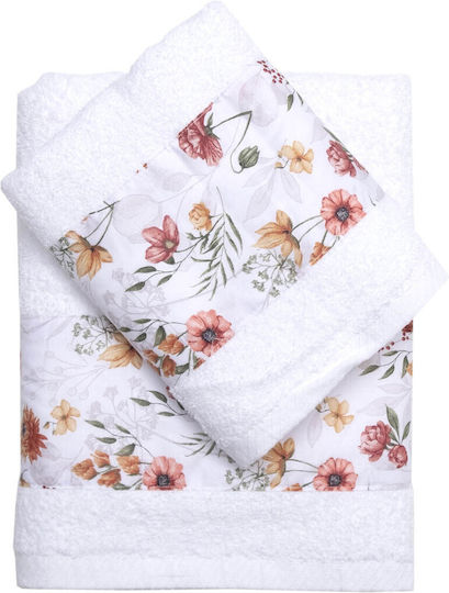 Viopros Set De Prosoape De Baie 2 Bucăți Primăvară Albe Greutate 480gr/m²