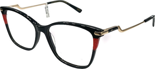Alexander Wintsch Aw6215 C1 Women's Prescription Eyeglass Frames Butterfly Black-Gold-Red