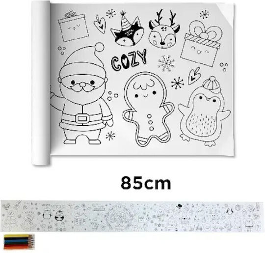 Mp Coloring Roll Christmas Designs 6 Coloured Pencils 10x85cm Ch24001-1