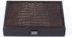 Cărți de Joc de Lux Acoperite cu Plastic în Geantă Tip Crocodil din Piele Gri Închis și Cutie din Lemn 24 X 17cm de la Manopoulos Cărți de Joc de Lux Acoperite cu Plastic în Geantă Tip Crocodil din Piele Gri Închis și Cutie din Lemn 24 X 17cm de la Manopoulos