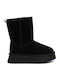 Suede Women's Ankle Boots with Fur Black