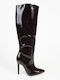 Damenstiefel aus Lackleder Braun