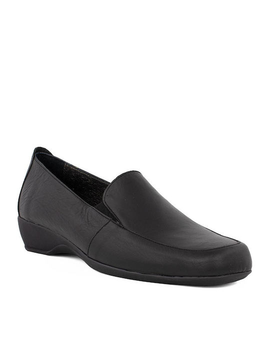 Leder Damen Mokassins in Schwarz Farbe