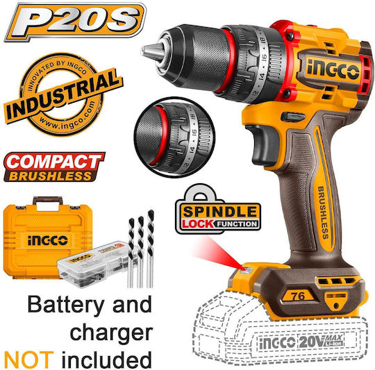Ingco CIDLI207681E Schlagbohrschrauber Batteriebetrieb Solo Bürstenlos 20V