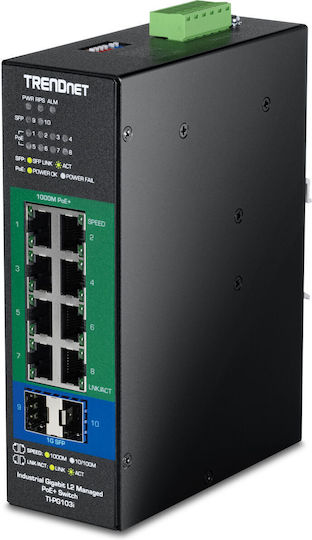 Trendnet TI-PG103I Unmanaged PoE Switch με 8 Θύρες Ethernet