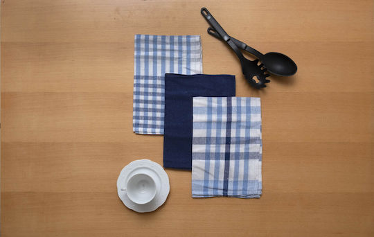 Viopros Prosop De Ceai Din 100% Bumbac Albastru 40x60cm 3 Bucăți