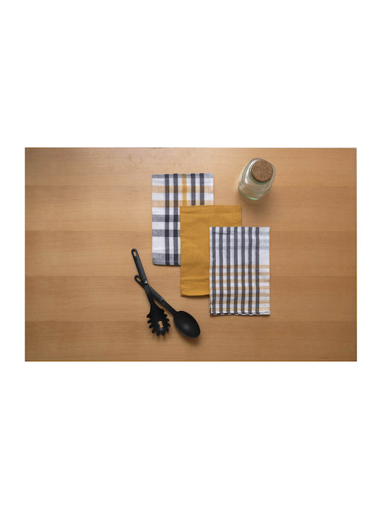 Viopros Kitchen Towel from 100% Cotton in Yellow Color 40x60cm 3 Pieces