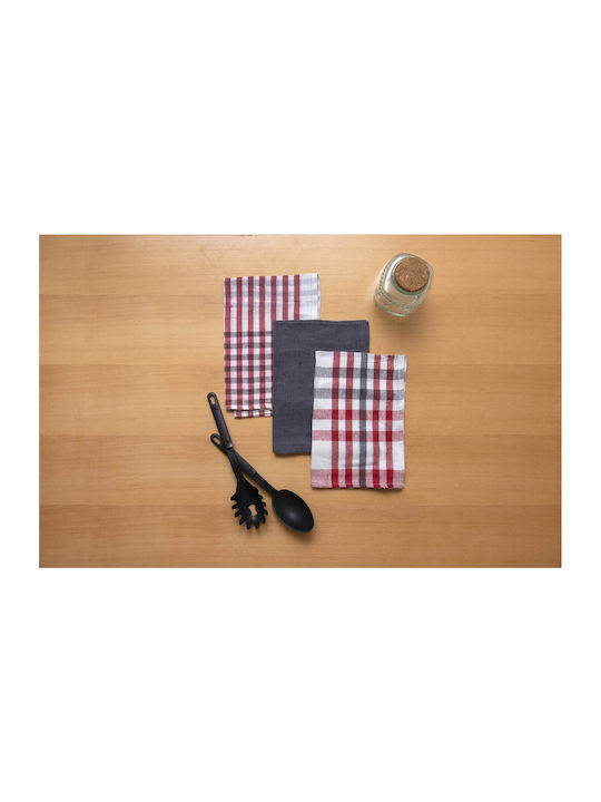 Viopros Tea Towel 100% Cotton In Red Colour 40x60cm 3 Pieces