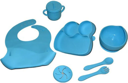 Dorosimo Feeding Set made of Silicone Light Blue 8pcs