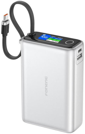 Foneng PX132 Power Bank 20000mAh 65W with USB-A Port and USB-C Port Silver