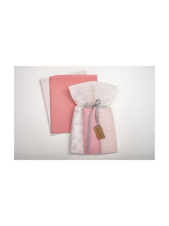 Raison D' Etre Baby Sheets Set Cradle Cotton Pink 3pcs