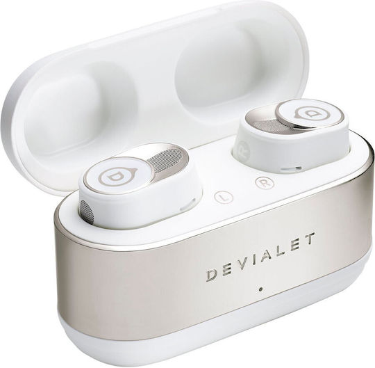 Devialet Gemini II In-Ear Bluetooth-Freisprecheinrichtung Kopfhörer mit Schweißresistenz und Ladeetui Weiß