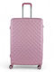 Playful Bags Large Travel Suitcase Hard Pink with 4 Wheels Height 72cm