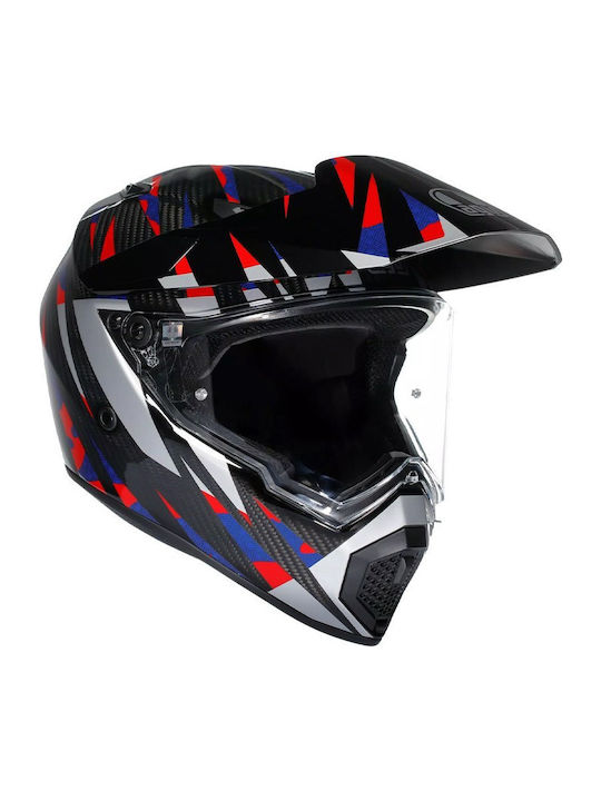 AGV AX-9 Steppa Carbon/Red/Blue Motorcycle Helmet On-Off ECE 22.05 1365gr with Pinlock