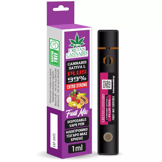 Cretan Cannabis Ηλεκτρονικό Τσιγάρο μιας Χρήσης Fruit Mix χωρίς Νικοτίνη 1ml