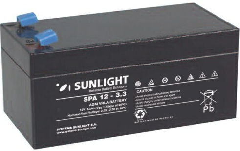 SunLight Μολύβδου Μπαταρία UPS με Χωρητικότητα 3.3Ah και Τάση 12V 1τμχ
