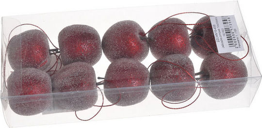 Hängende Rote Glitzer-Äpfel 10 Stück 3,5 cm