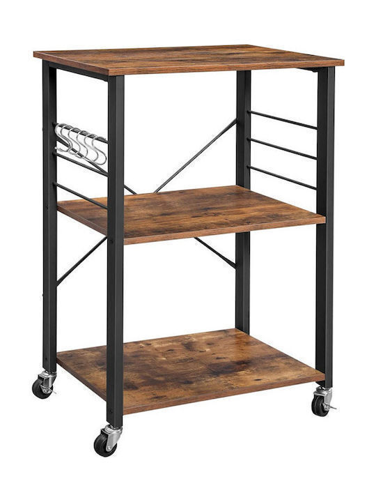Vasagle Metallic Kitchen Trolley 3 Tiers Brown ...